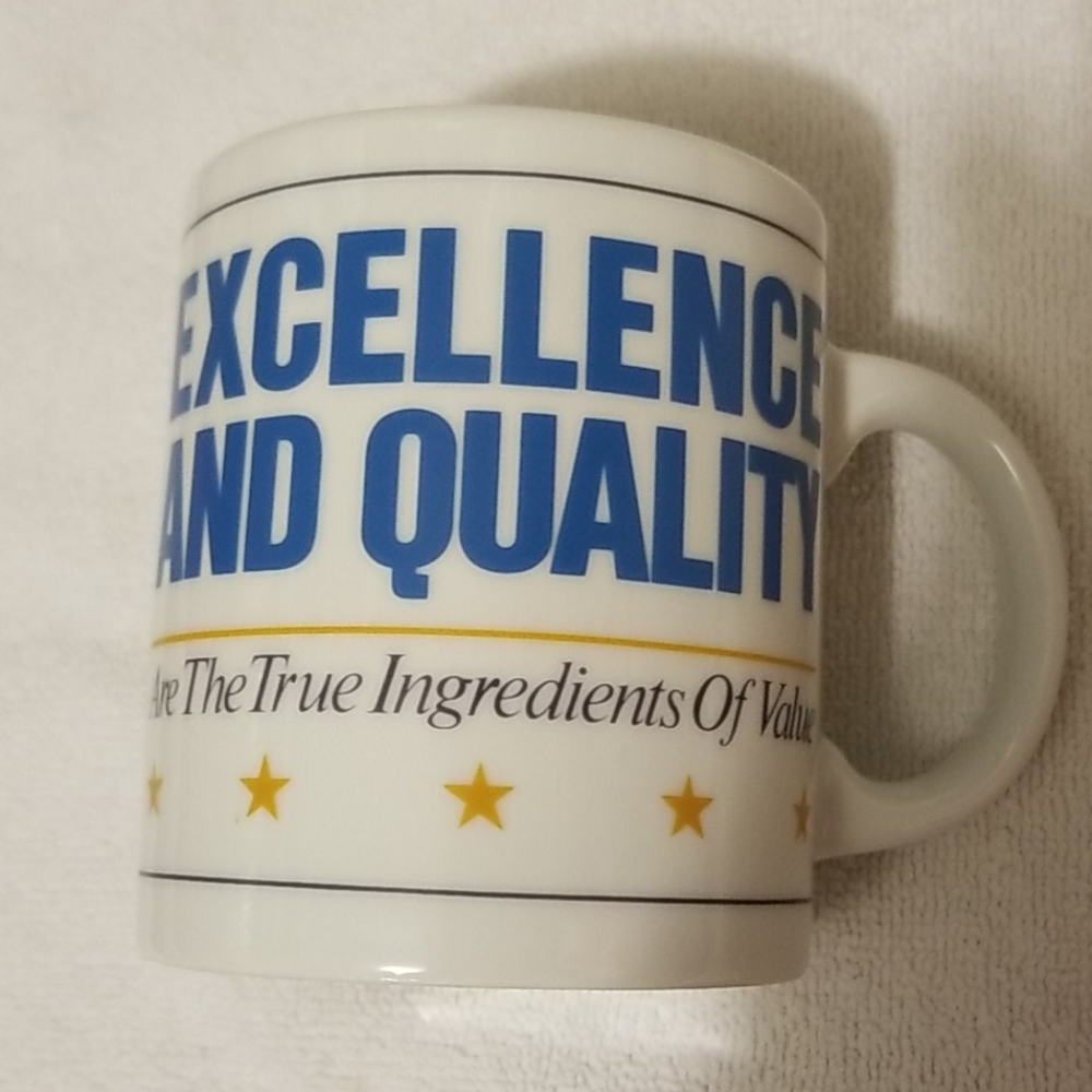 VTG JCP&L Excellence and Quality BIG porcelain Mug